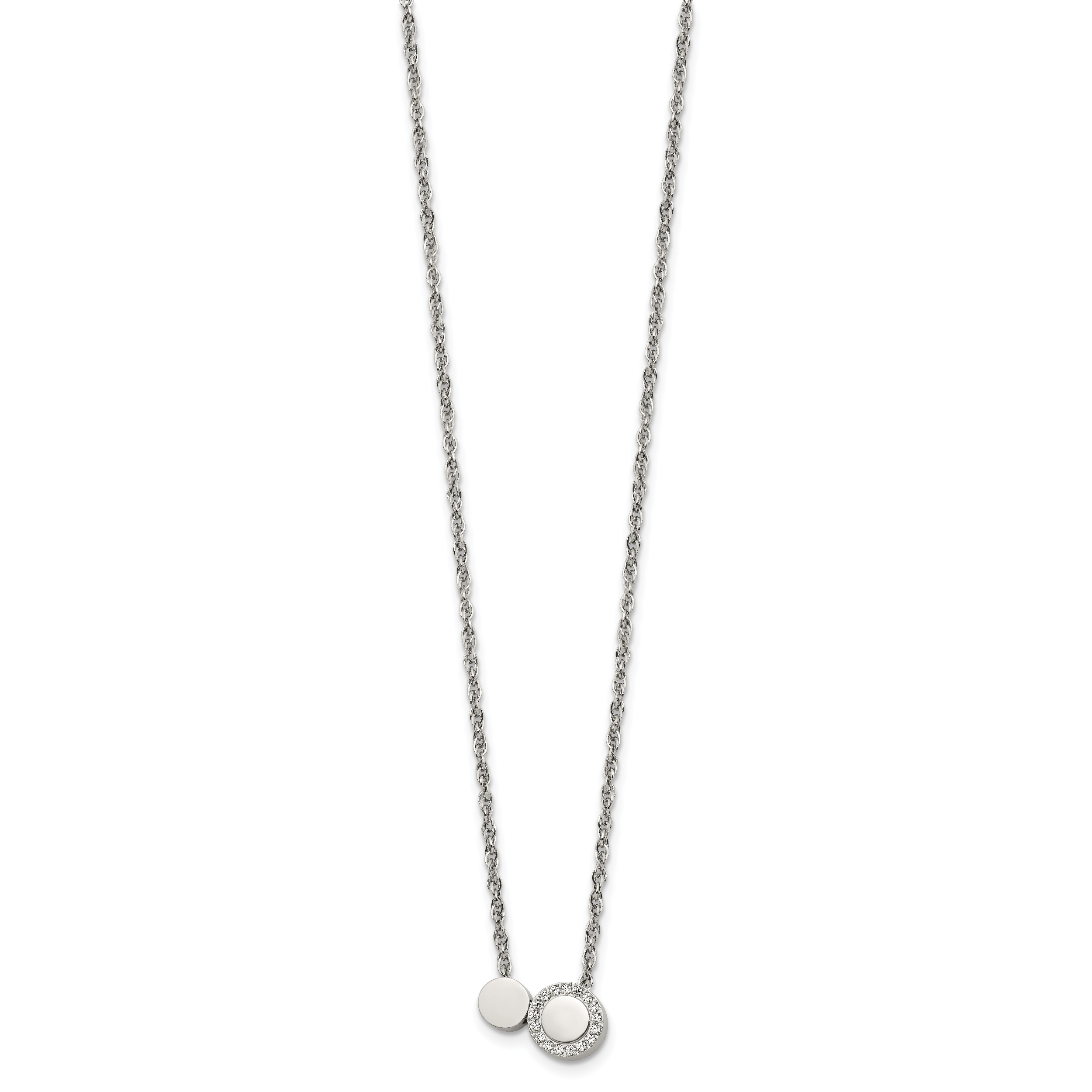 Polished Cubic Zirconia Stainless Steel Necklace 18in Secondary image