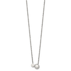 Polished Cubic Zirconia Stainless Steel Necklace 18in