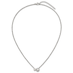 Polished Cubic Zirconia Stainless Steel Necklace 18in