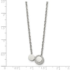 Polished Cubic Zirconia Stainless Steel Necklace 18in