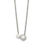 Polished Cubic Zirconia Stainless Steel Necklace 18in