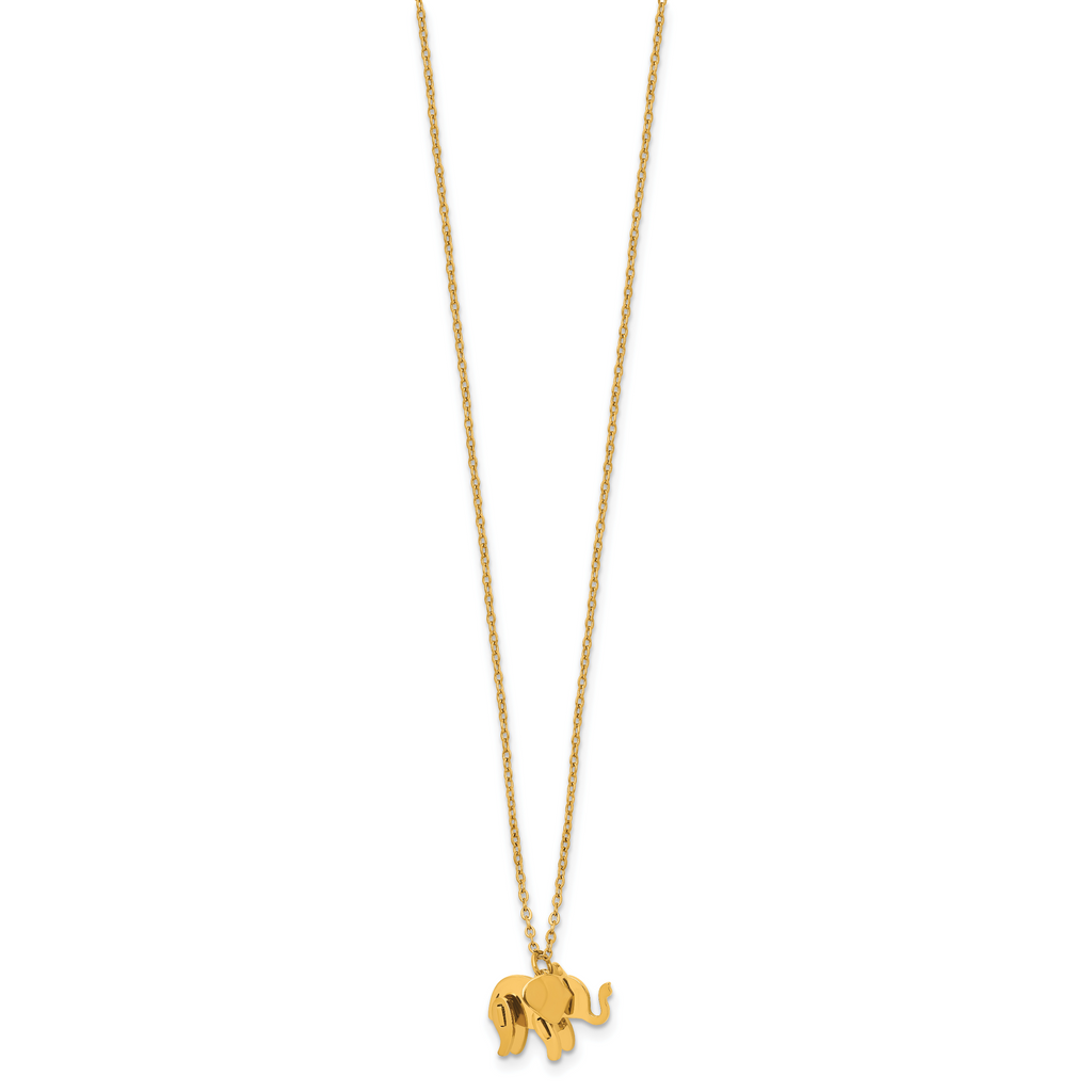 Gold-Tone Polished Elephant Stainless Steel Necklace