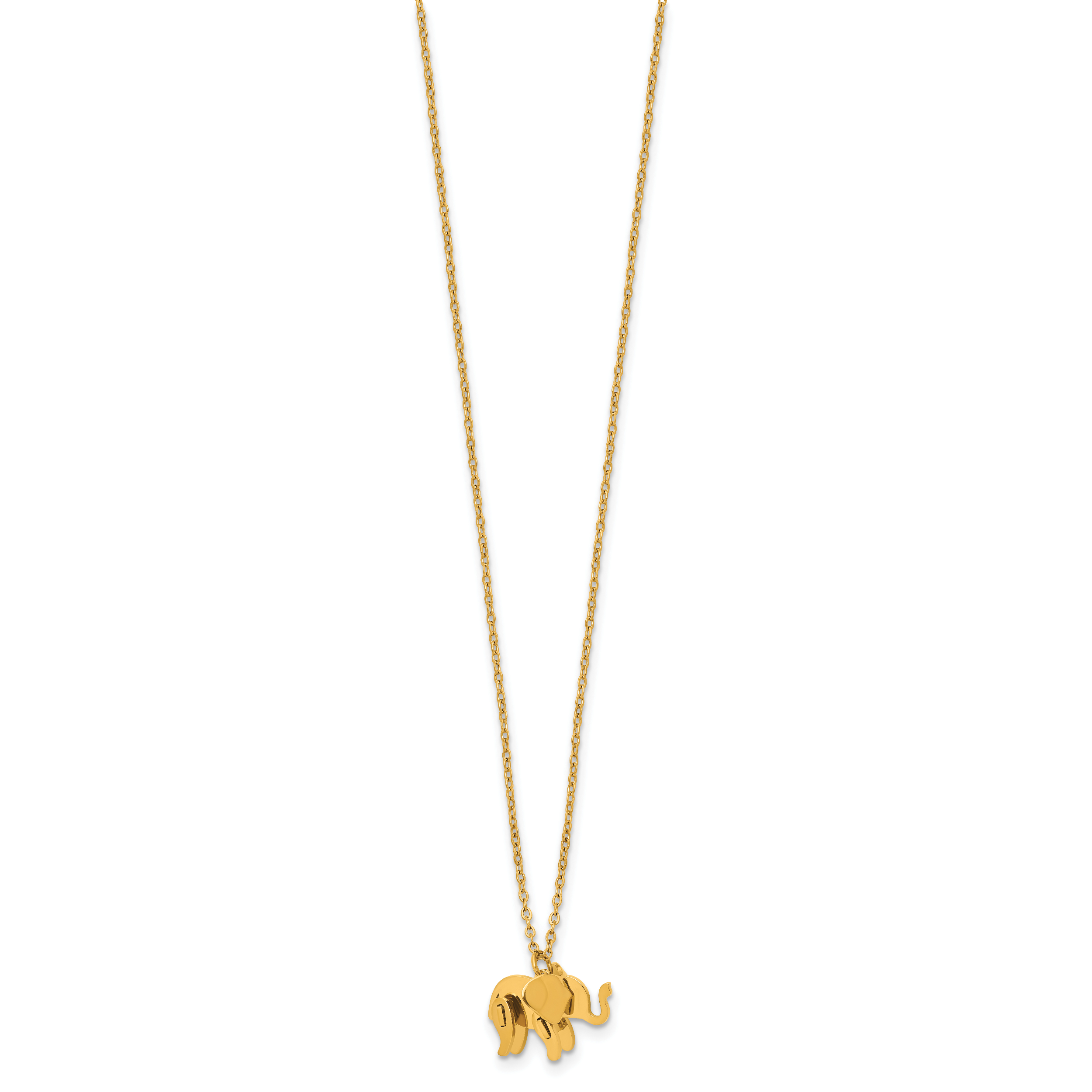 Gold-Tone Polished Elephant Stainless Steel Necklace