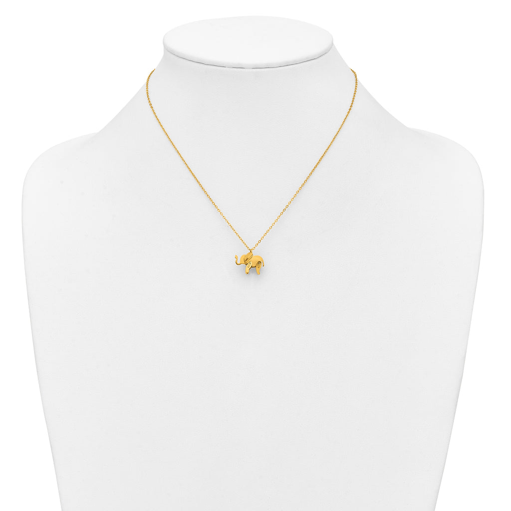 Gold-Tone Polished Elephant Stainless Steel Necklace