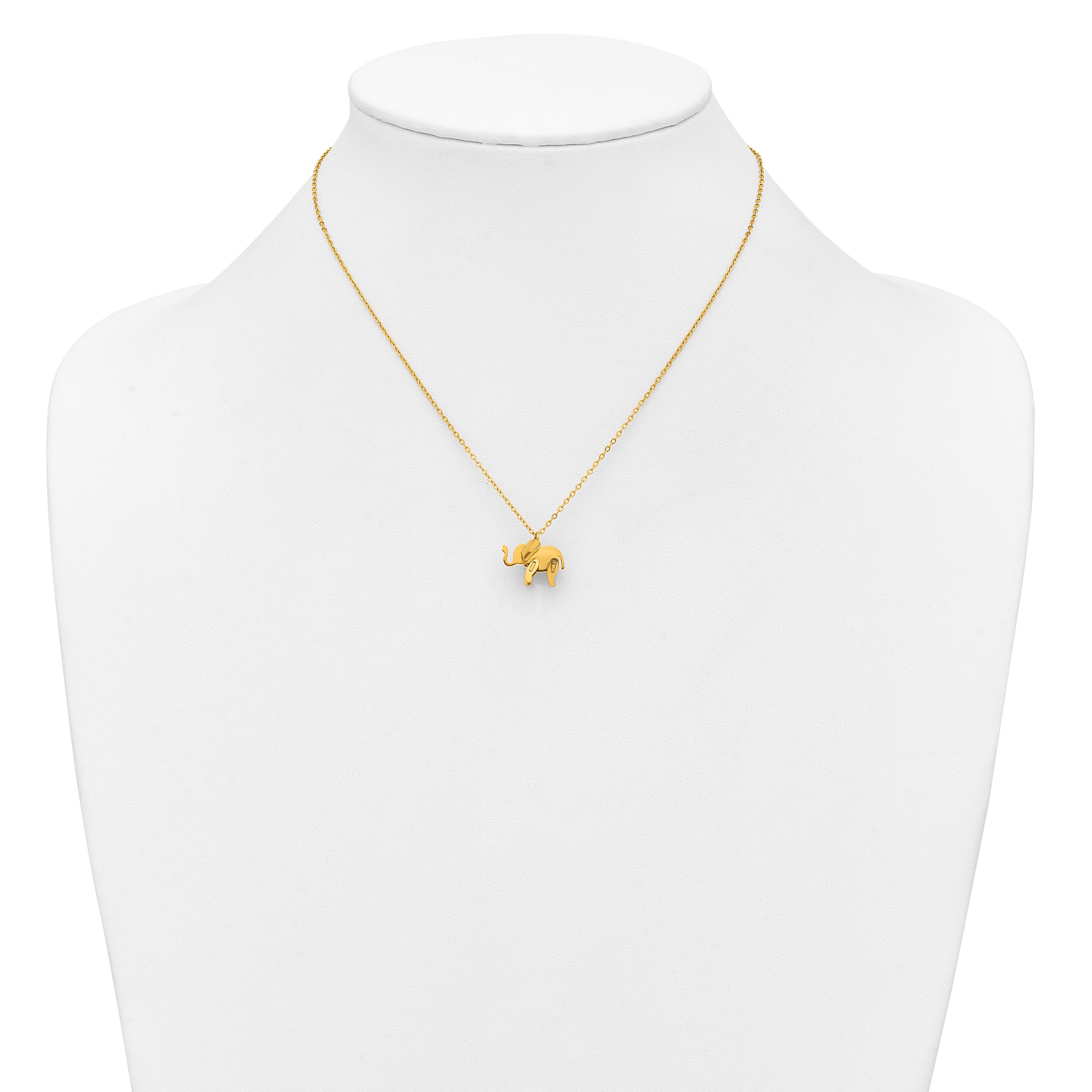 Gold-Tone Polished Elephant Stainless Steel Necklace