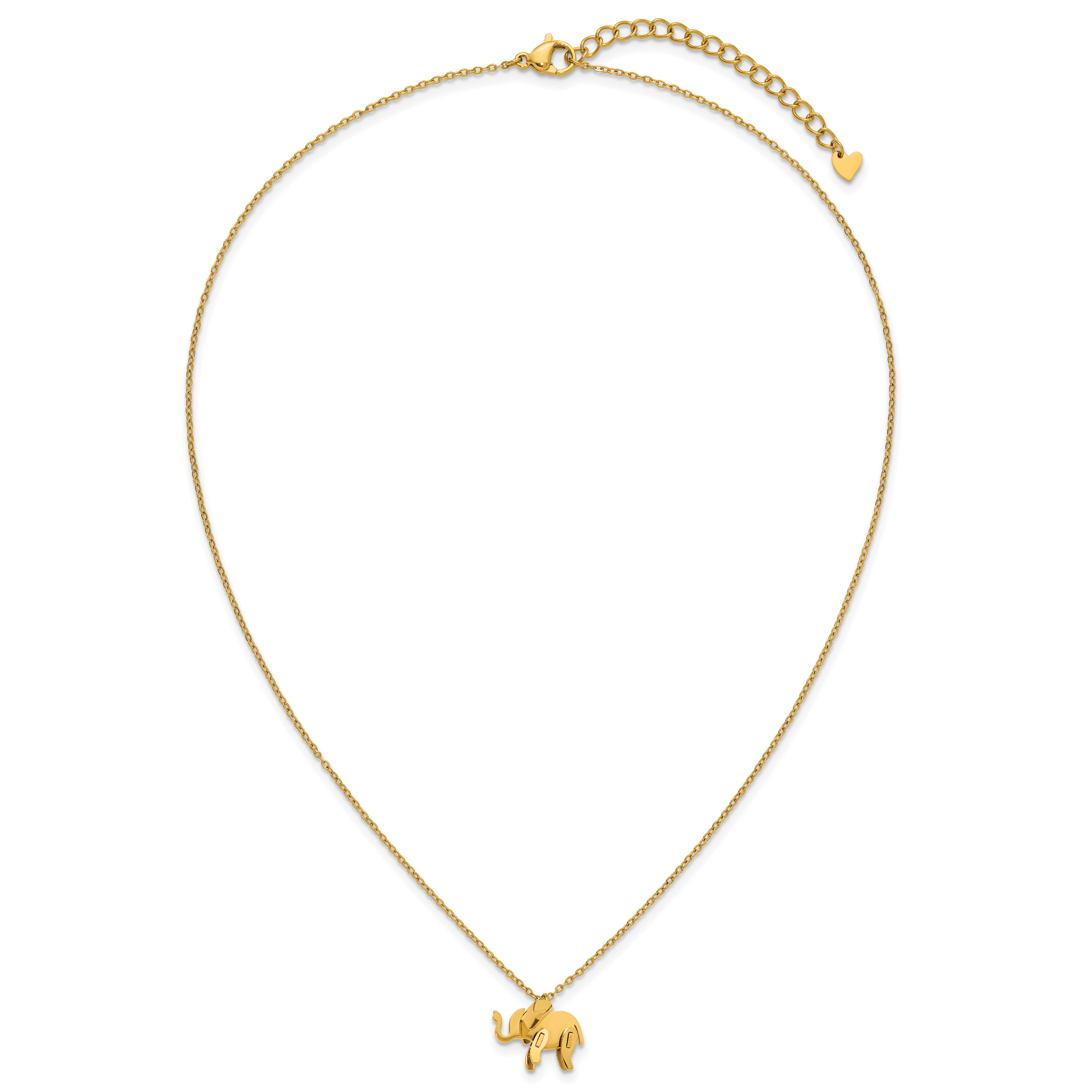 Gold-Tone Polished Elephant Stainless Steel Necklace