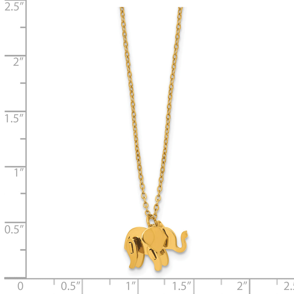 Gold-Tone Polished Elephant Stainless Steel Necklace