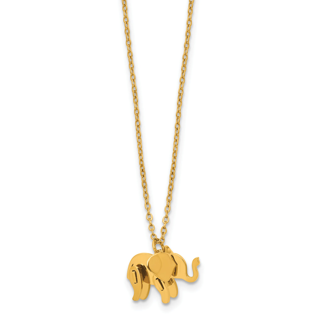 Gold-Tone Polished Elephant Stainless Steel Necklace
