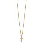 Gold-Tone Polished Cubic Zirconia Cross Stainless Steel Necklace