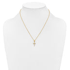 Gold-Tone Polished Cubic Zirconia Cross Stainless Steel Necklace