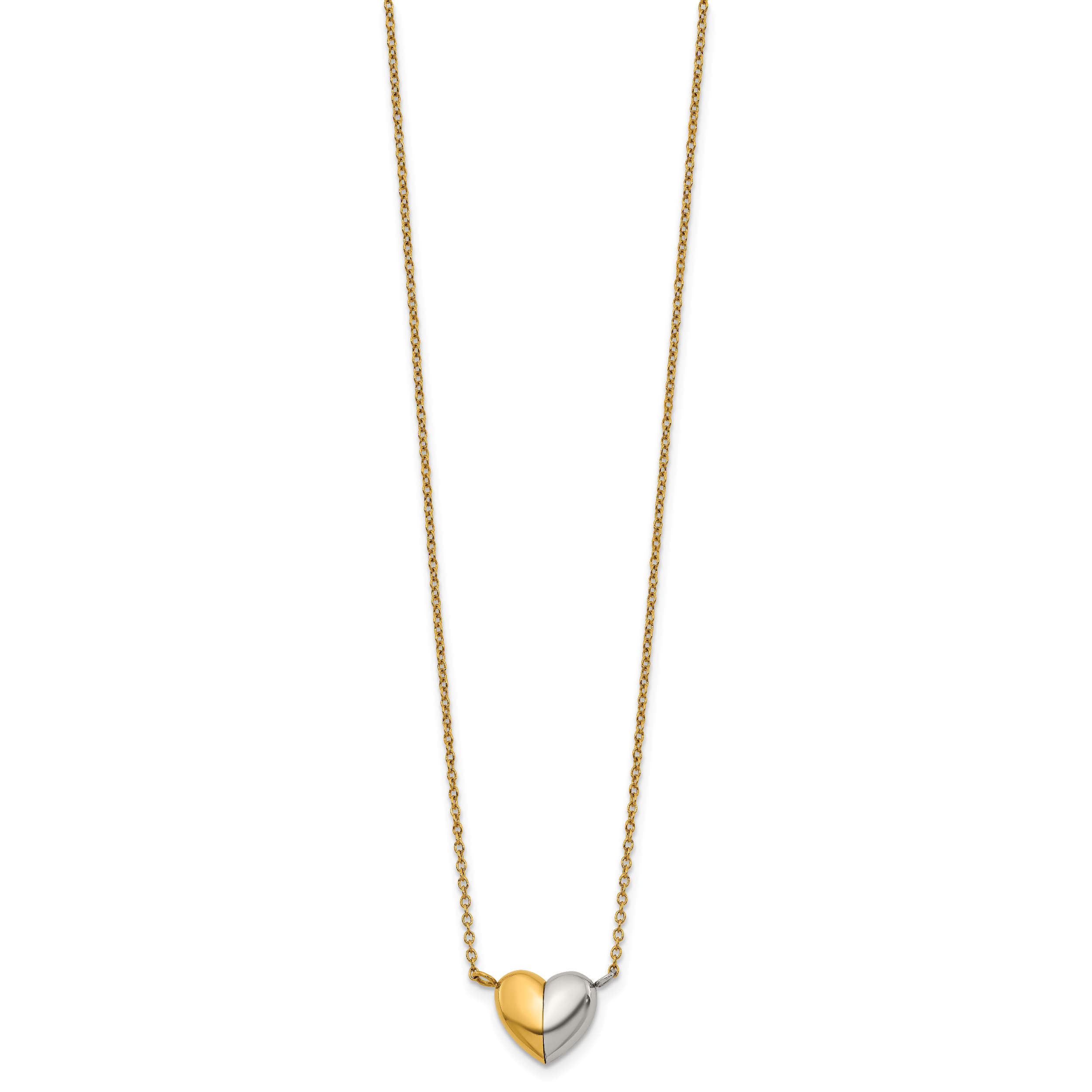 Gold-Tone Polished Heart Stainless Steel Necklace 18in Secondary image