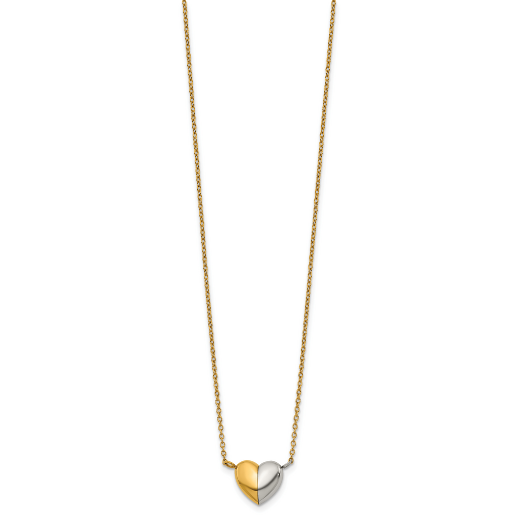 Gold-Tone Polished Heart Stainless Steel Necklace 18in