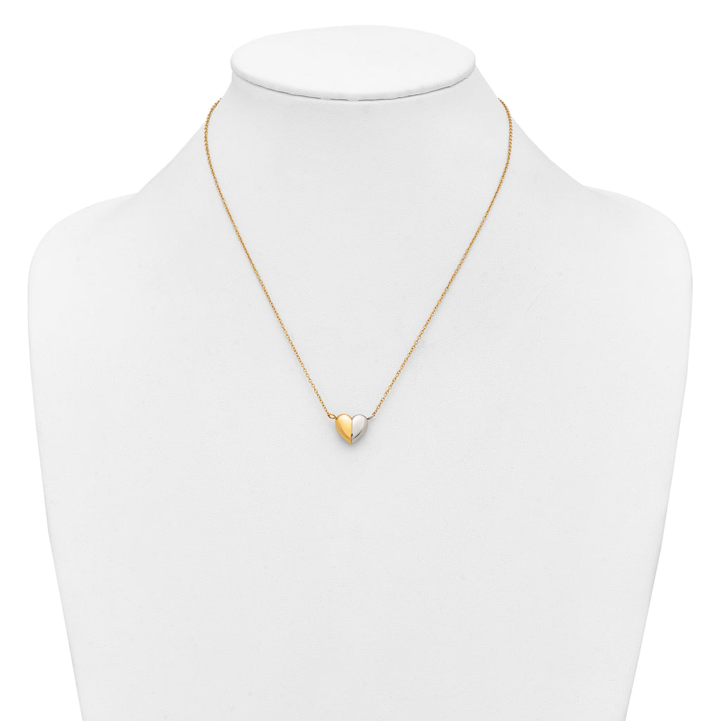 Gold-Tone Polished Heart Stainless Steel Necklace 18in