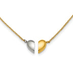Gold-Tone Polished Heart Stainless Steel Necklace 18in