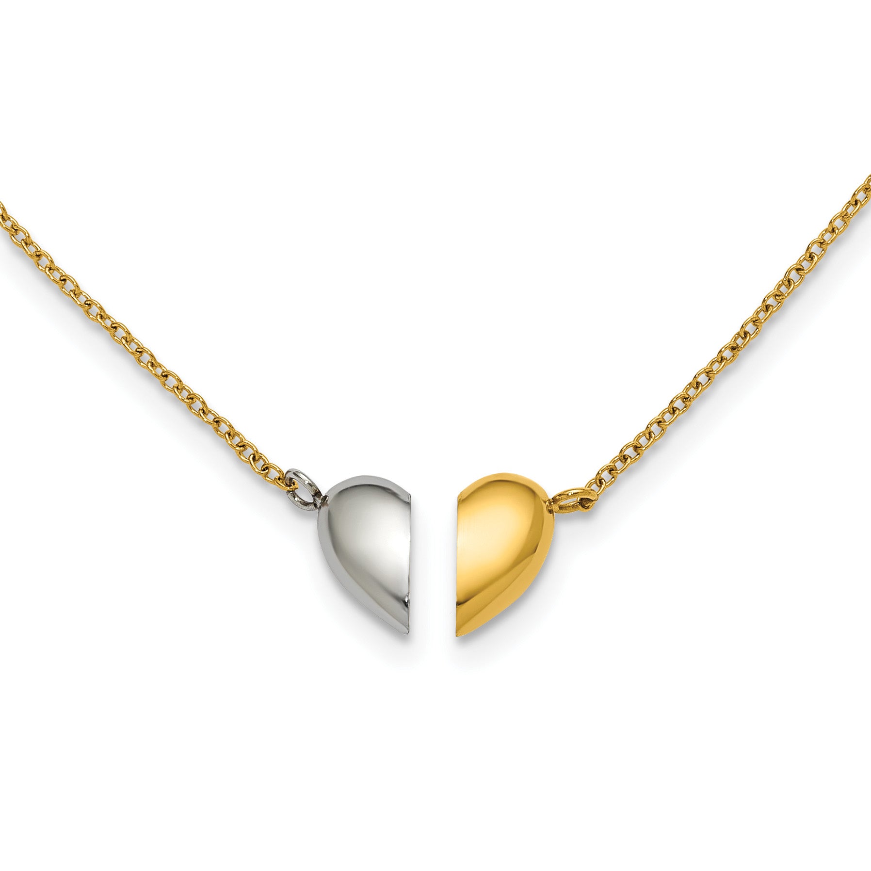 Gold-Tone Polished Heart Stainless Steel Necklace 18in