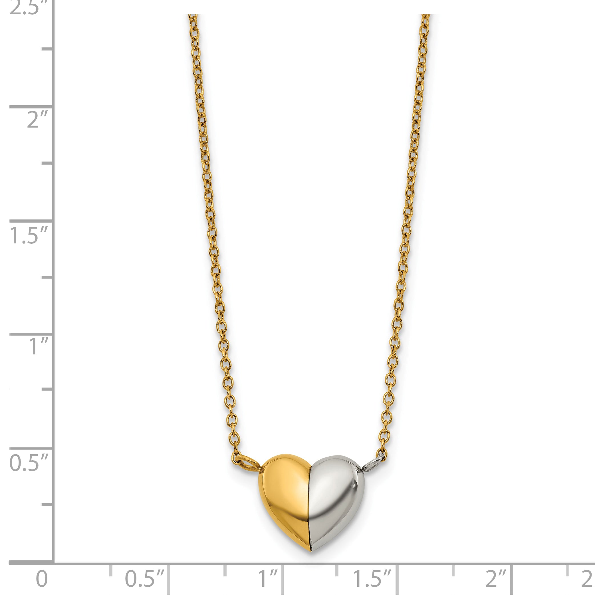 Gold-Tone Polished Heart Stainless Steel Necklace 18in