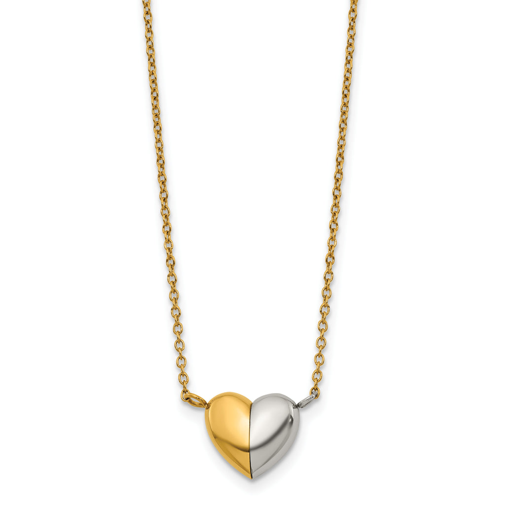 Gold-Tone Polished Heart Stainless Steel Necklace 18in
