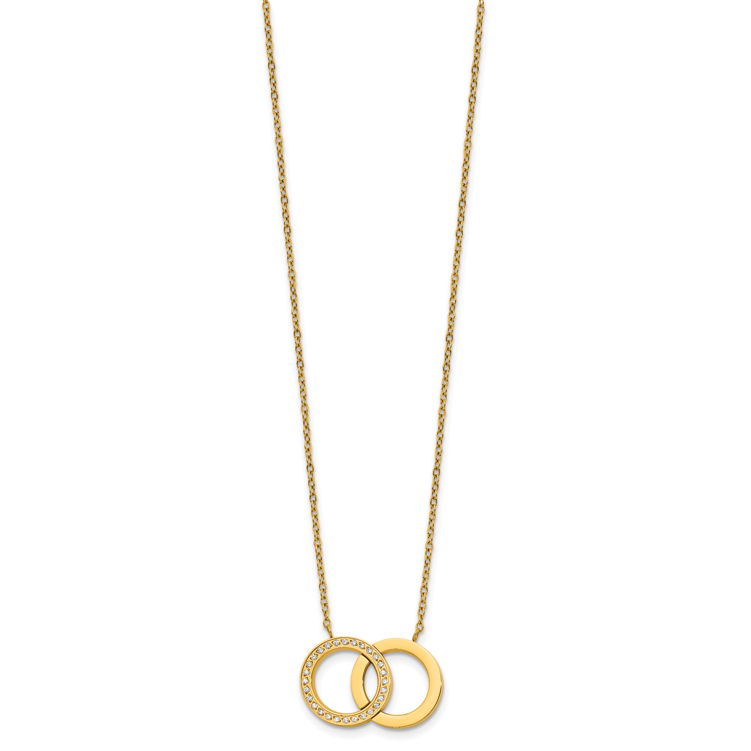 Gold-Tone Polished Cubic Zirconia Stainless Steel Necklace 18in Secondary image