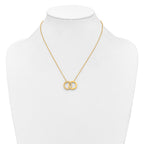 Gold-Tone Polished Cubic Zirconia Stainless Steel Necklace 18in