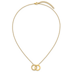 Gold-Tone Polished Cubic Zirconia Stainless Steel Necklace 18in