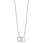 Polished Cubic Zirconia Stainless Steel Necklace 18in