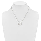 Polished Cubic Zirconia Stainless Steel Necklace 18in