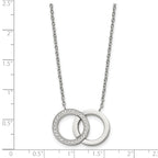 Polished Cubic Zirconia Stainless Steel Necklace 18in