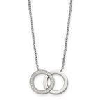 Polished Cubic Zirconia Stainless Steel Necklace 18in