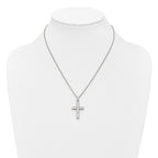 Polished Cubic Zirconia Cross Stainless Steel Necklace 18in