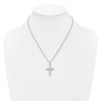 Polished Cubic Zirconia Cross Stainless Steel Necklace 18in