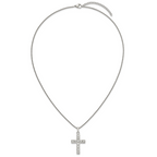 Polished Cubic Zirconia Cross Stainless Steel Necklace 18in