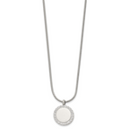 Polished Cubic Zirconia Stainless Steel Necklace 18in