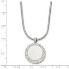 Polished Cubic Zirconia Stainless Steel Necklace 18in