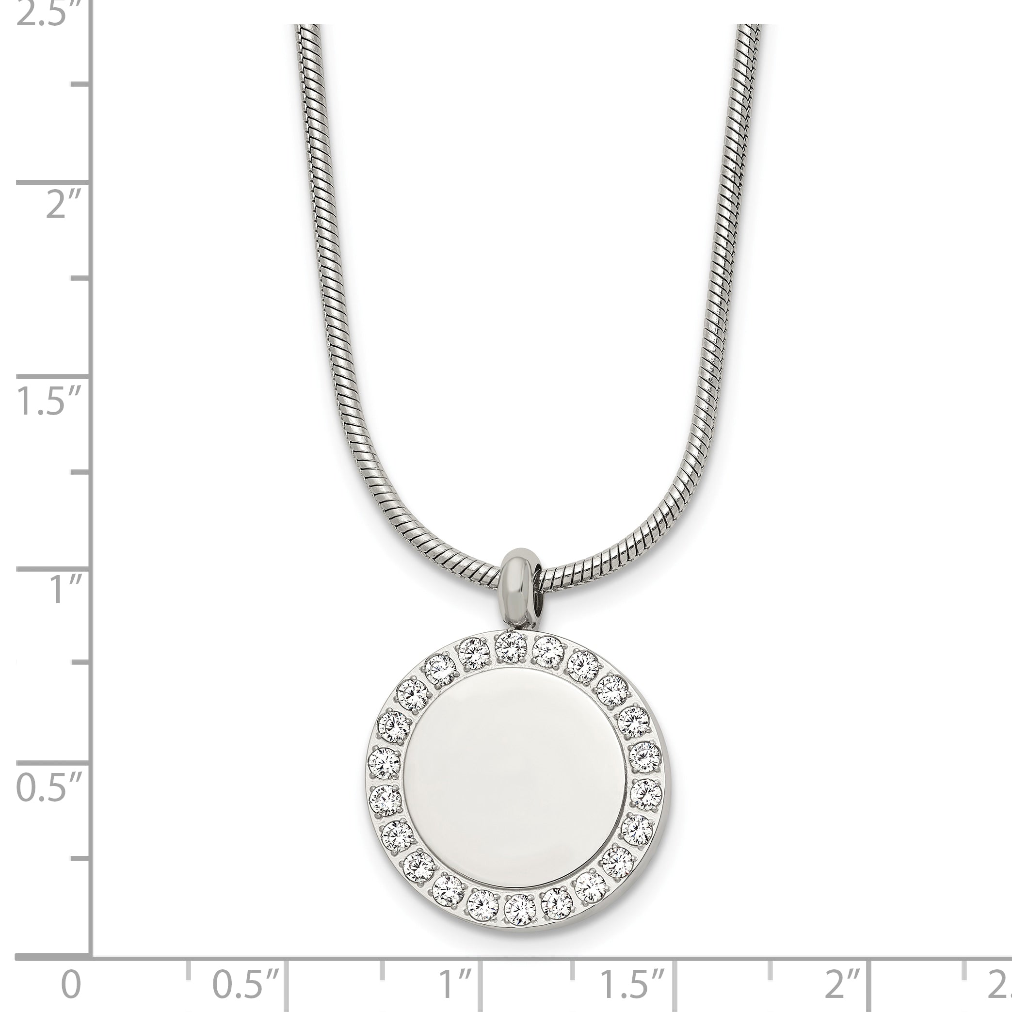 Polished Cubic Zirconia Stainless Steel Necklace 18in