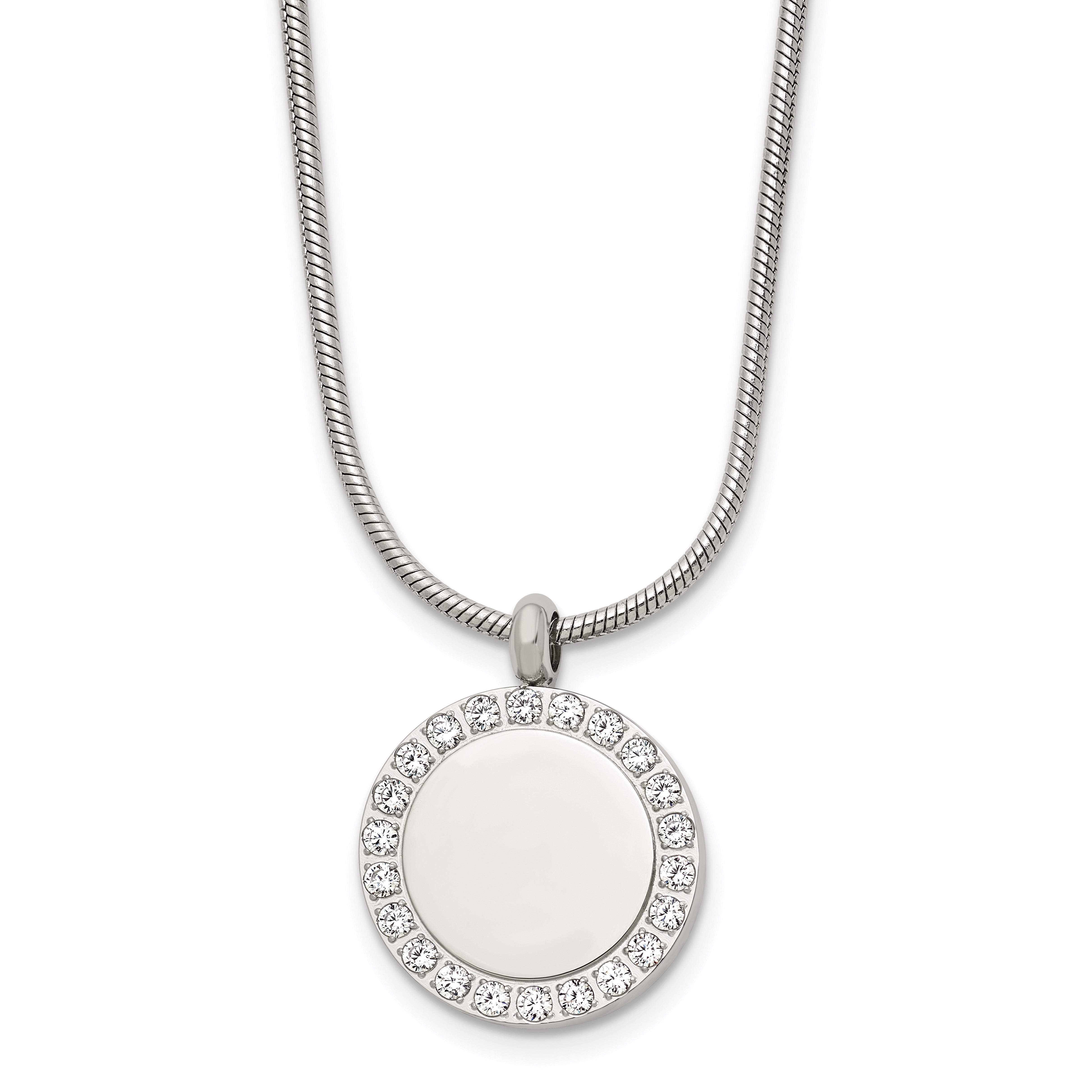 Polished Cubic Zirconia Stainless Steel Necklace 18in Main image