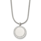Polished Cubic Zirconia Stainless Steel Necklace 18in