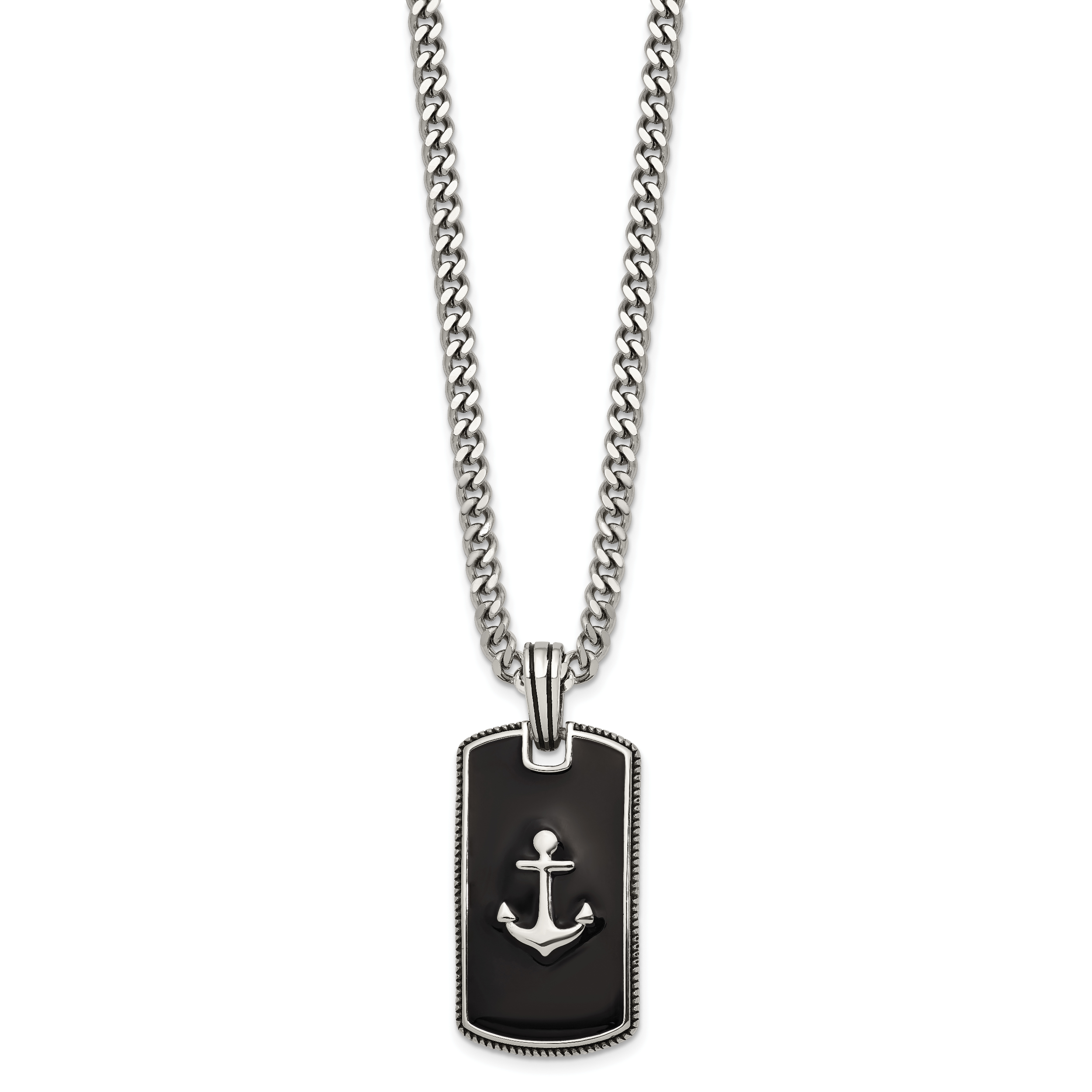Polished Anchor Black Enamel Stainless Steel Necklace Secondary image