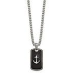 Polished Anchor Black Enamel Stainless Steel Necklace