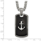 Polished Anchor Black Enamel Stainless Steel Necklace