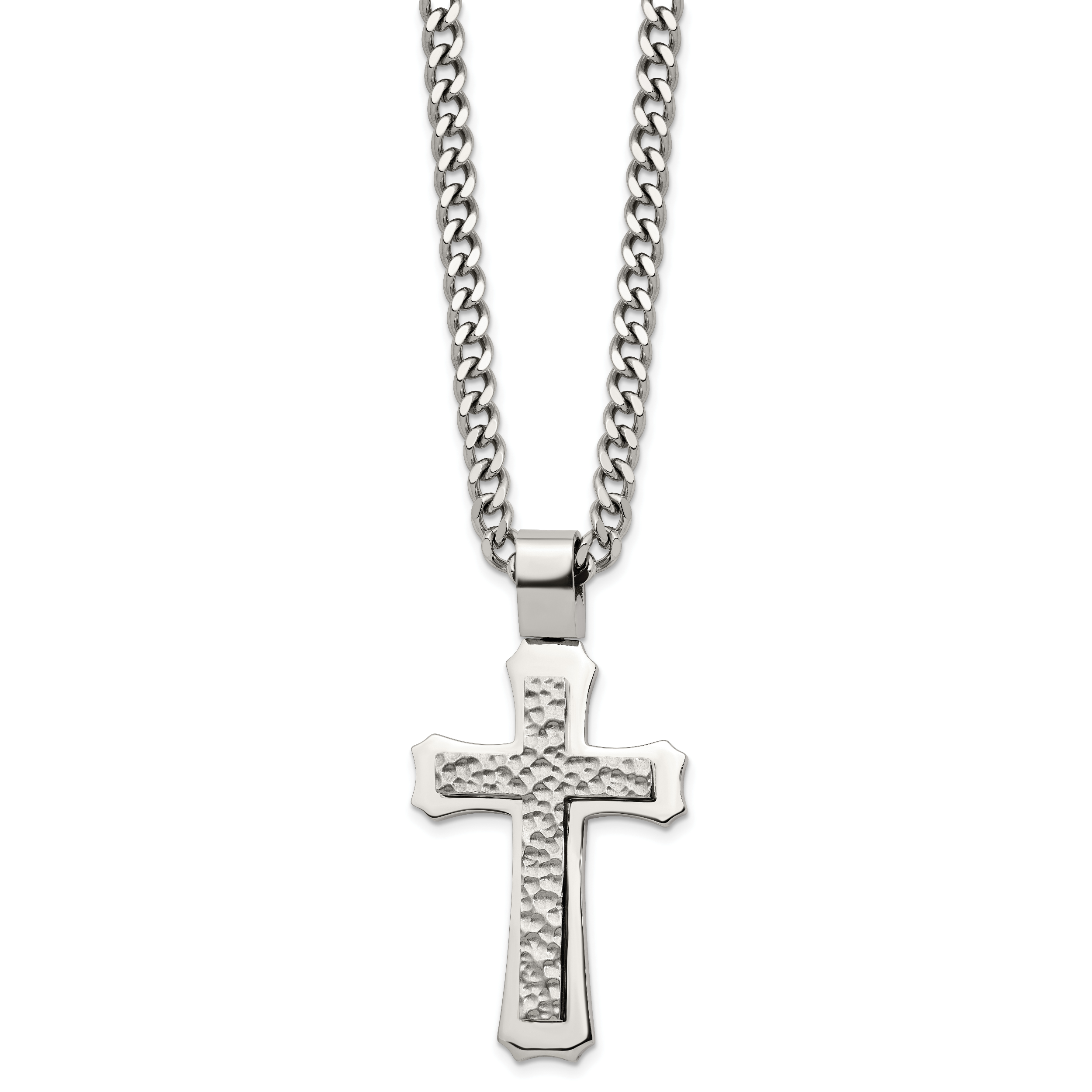 Hammered Cross Stainless Steel Necklace Secondary image
