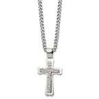 Hammered Cross Stainless Steel Necklace