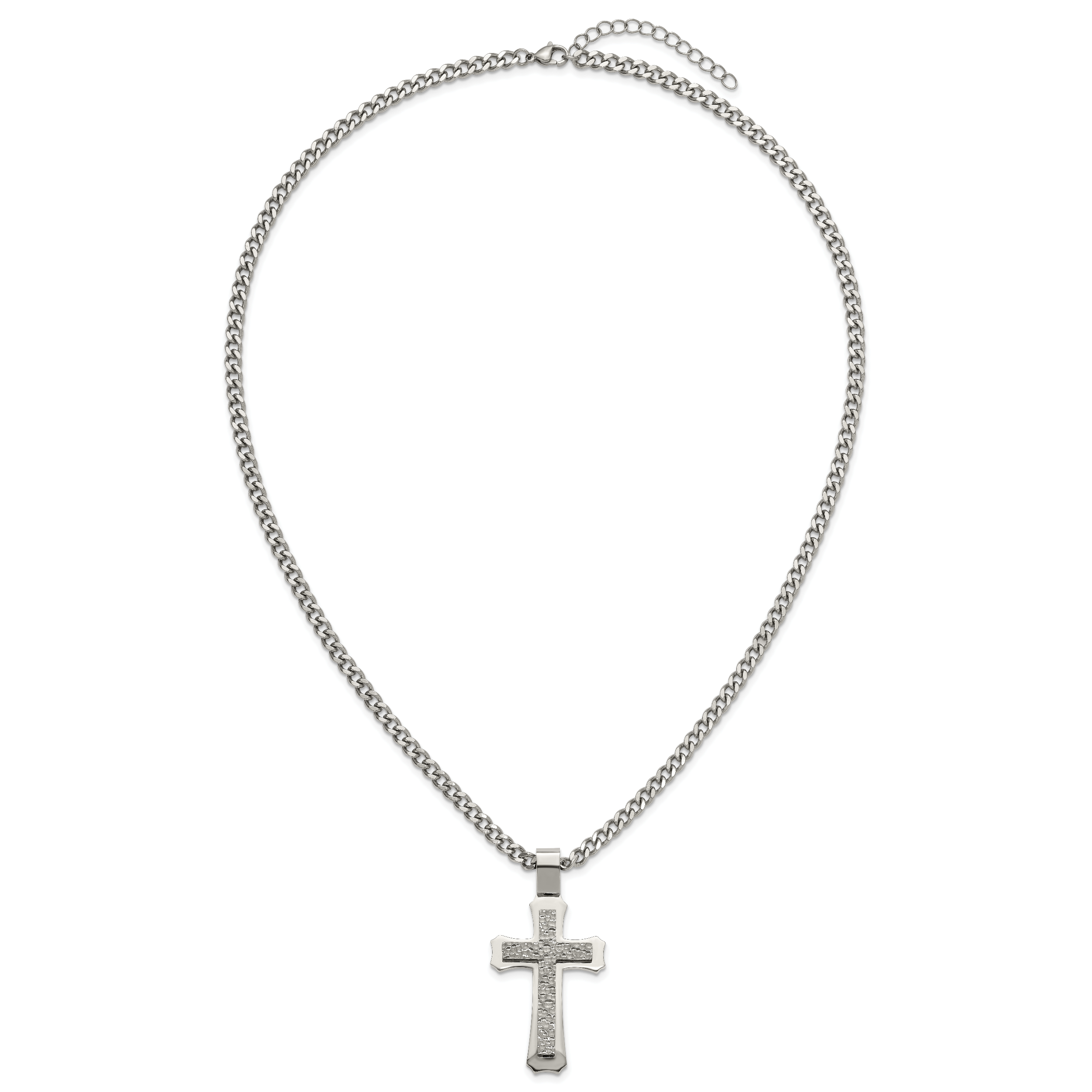 Hammered Cross Stainless Steel Necklace