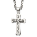 Hammered Cross Stainless Steel Necklace