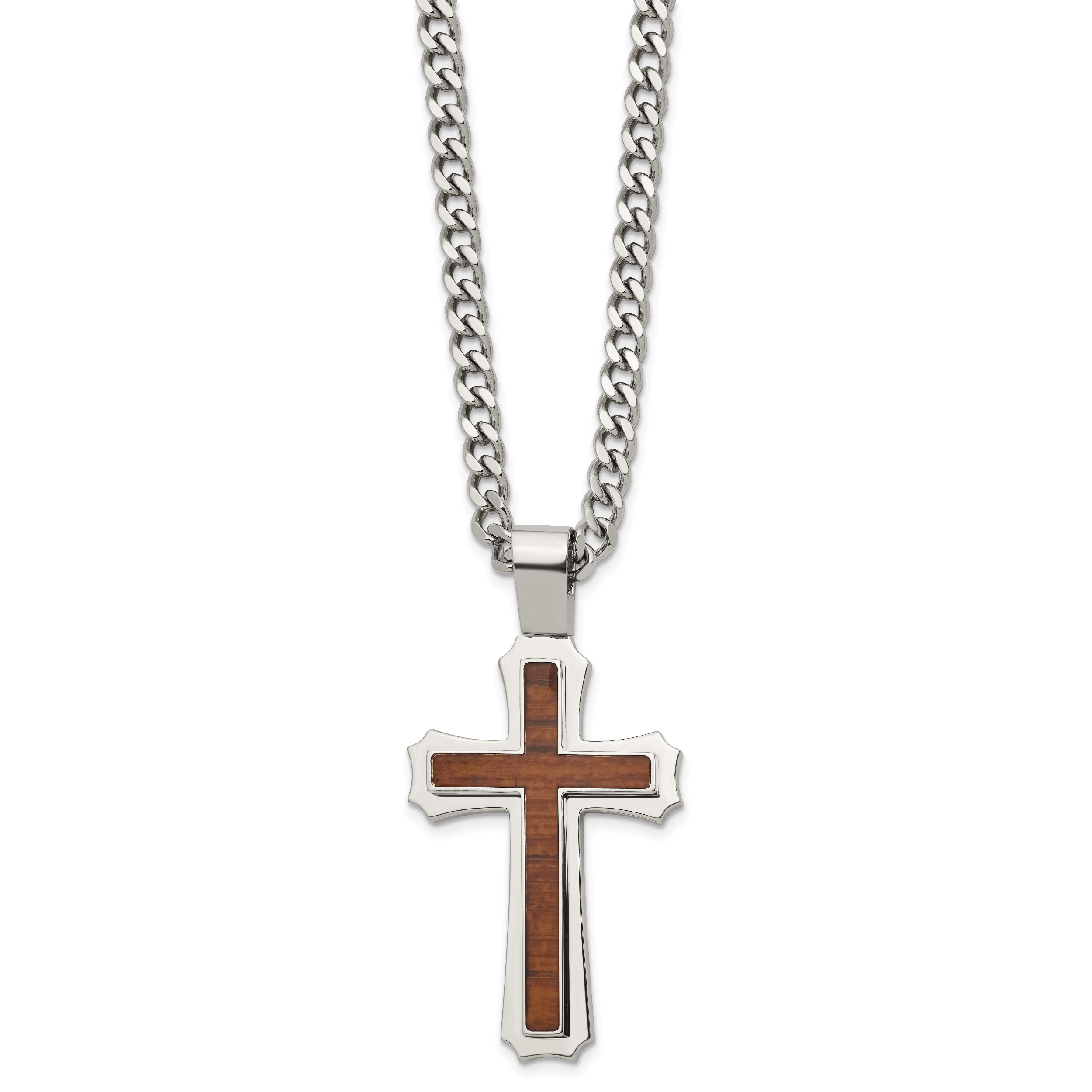 Polished Cross Stainless Steel Necklace