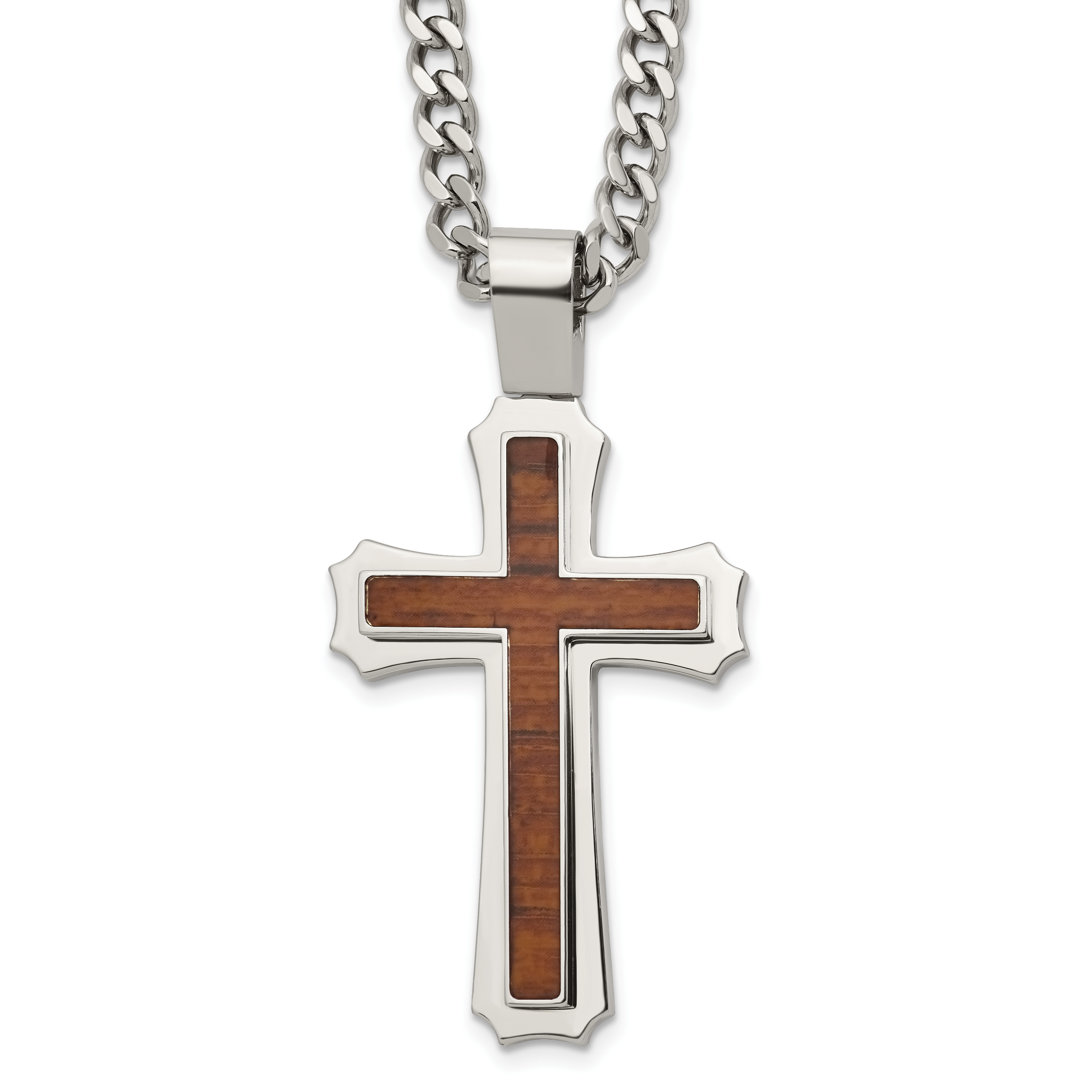 Polished Cross Stainless Steel Necklace