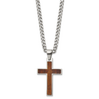 Polished Cross Stainless Steel Necklace 24in