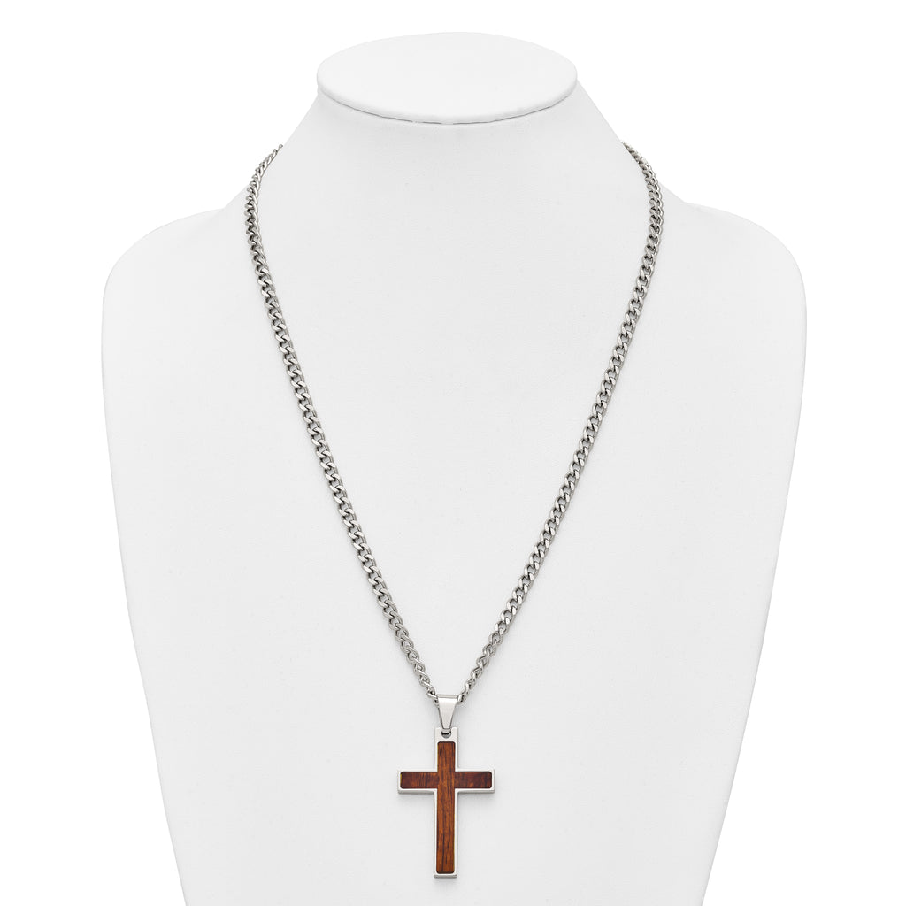 Polished Cross Stainless Steel Necklace 24in
