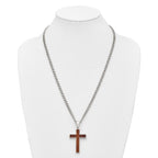 Polished Cross Stainless Steel Necklace 24in