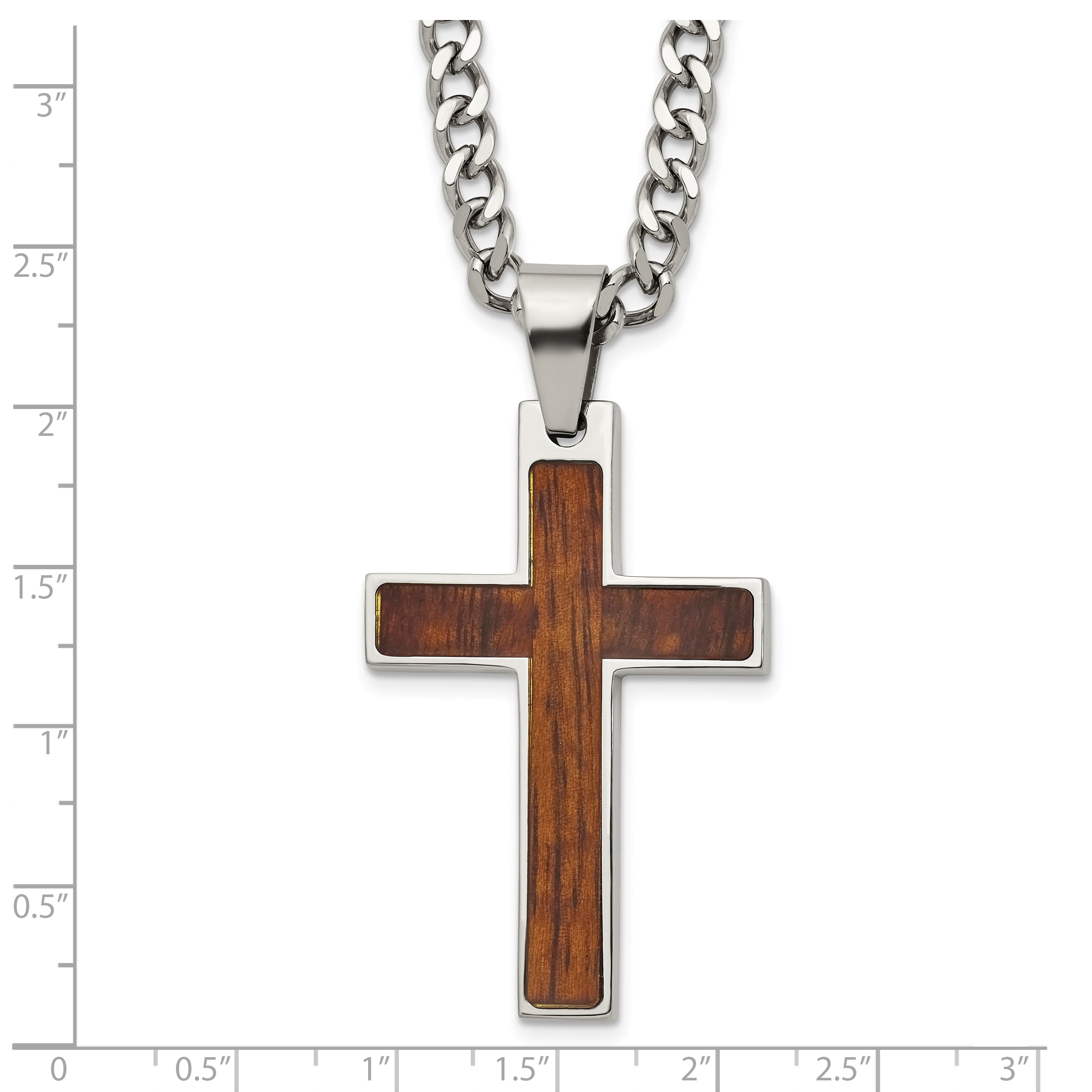 Polished Cross Stainless Steel Necklace 24in