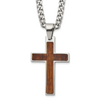 Polished Cross Stainless Steel Necklace 24in